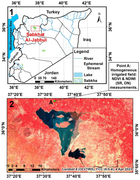 Evaluating the impact of digital number to surface reflectance conversion on the accuracy of NDVI and NDWI: A case study of Sabkhat Al-Jabbul, Syria