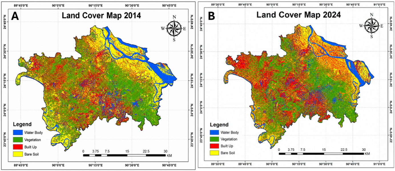 A decadal analysis of land surface temperature dynamics in response to urban expansion and vegetation loss in Faridpur
