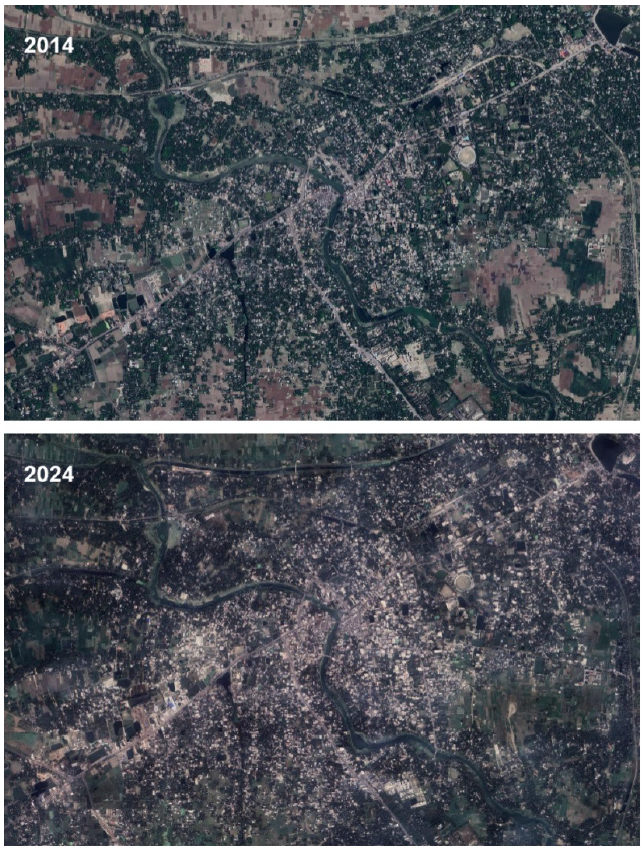 A decadal analysis of land surface temperature dynamics in response to urban expansion and vegetation loss in Faridpur